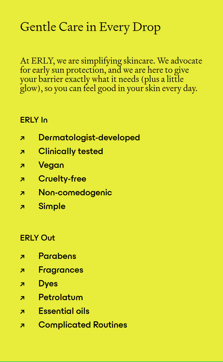 Gentle Care in Every Drop section from ERLY, on a phone
