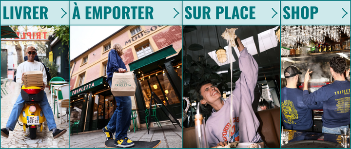 Livrer, À Emporter, Sur Place, Shop section from Tripletta