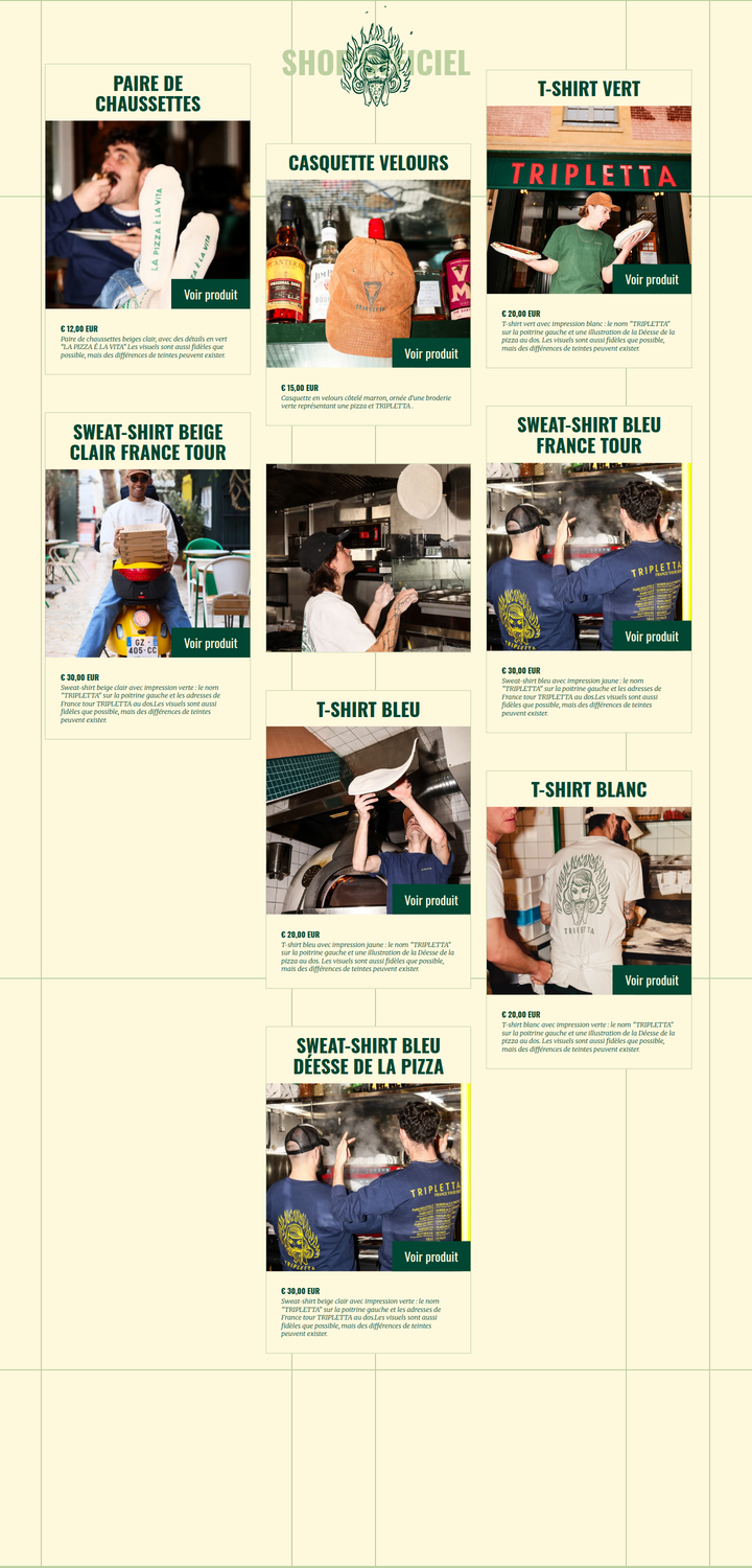 Shop Officiel section from Tripletta