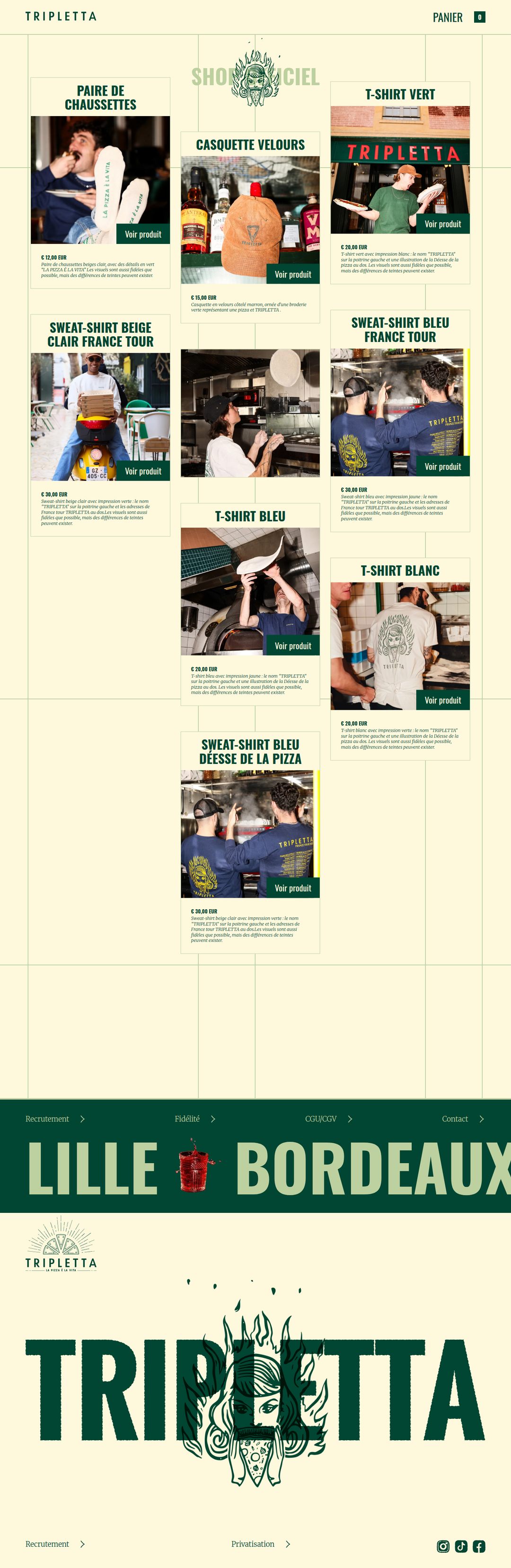 Shop page of Tripletta