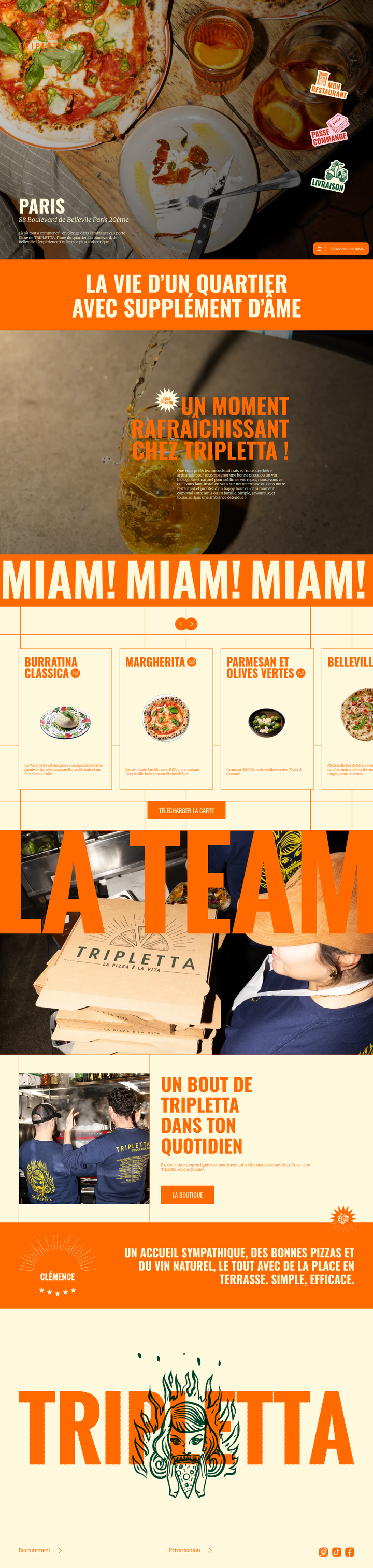 Pizzeria Belleville page from Tripletta