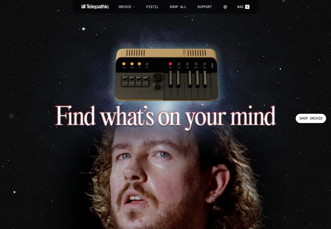 Hero section from Telepathic Instruments