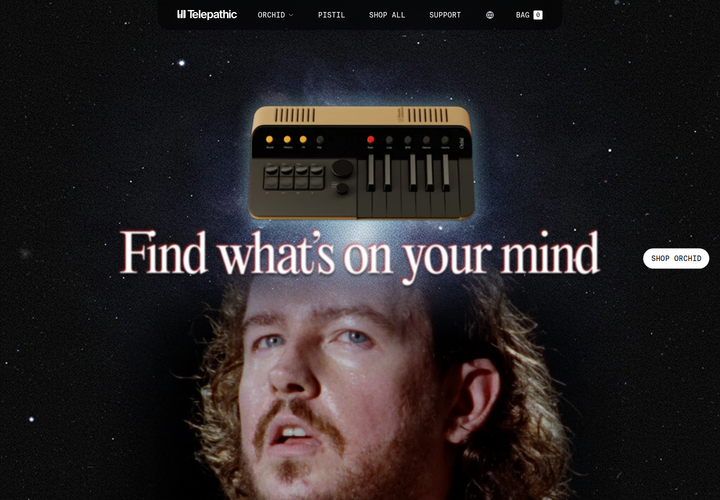Hero section from Telepathic Instruments