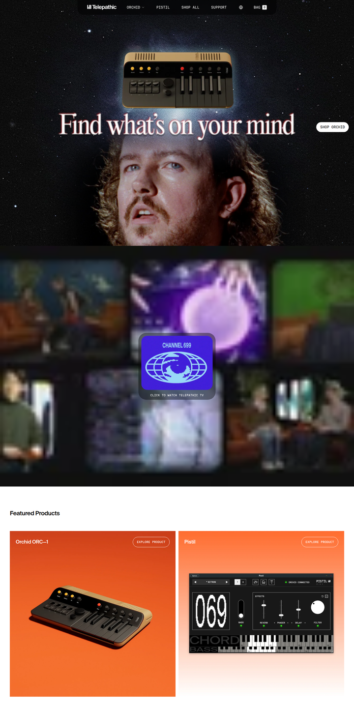Home page of the Telepathic Instruments website