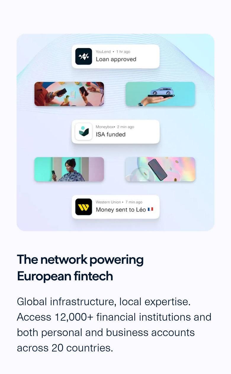 The Network section from Plaid, on a phone