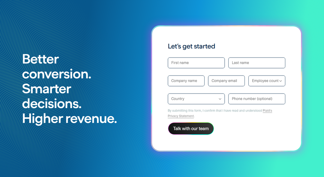 Sales Form section from Plaid