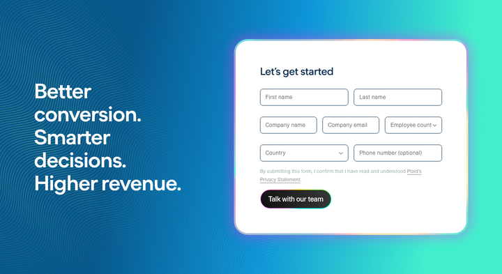 Sales Form section from Plaid