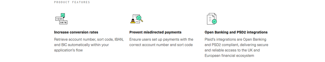 Features section from Plaid