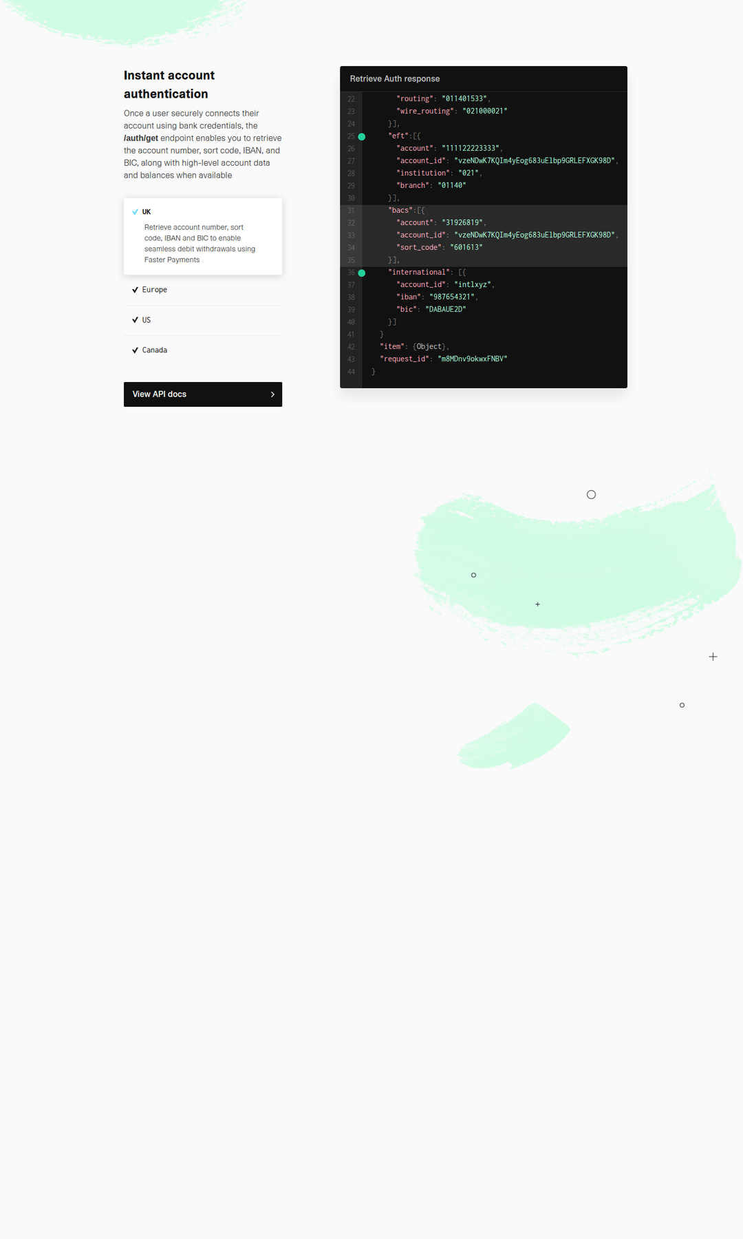 Code Demo section from Plaid