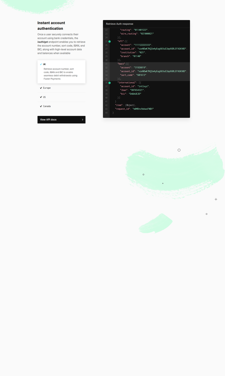 Code Demo section from Plaid