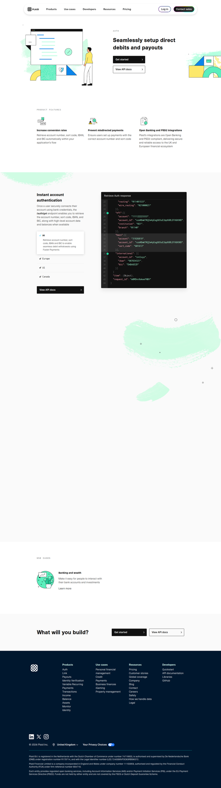 Auth page from Plaid