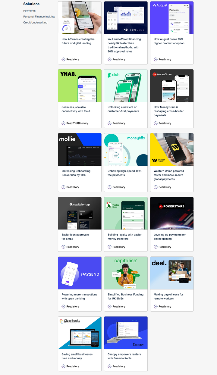 Stories section from Plaid