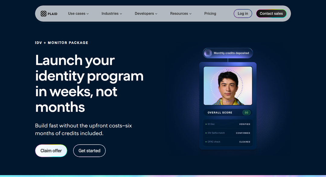 Offer Hero section from Plaid