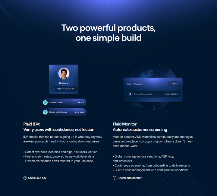 Two Powerful Products section from Plaid