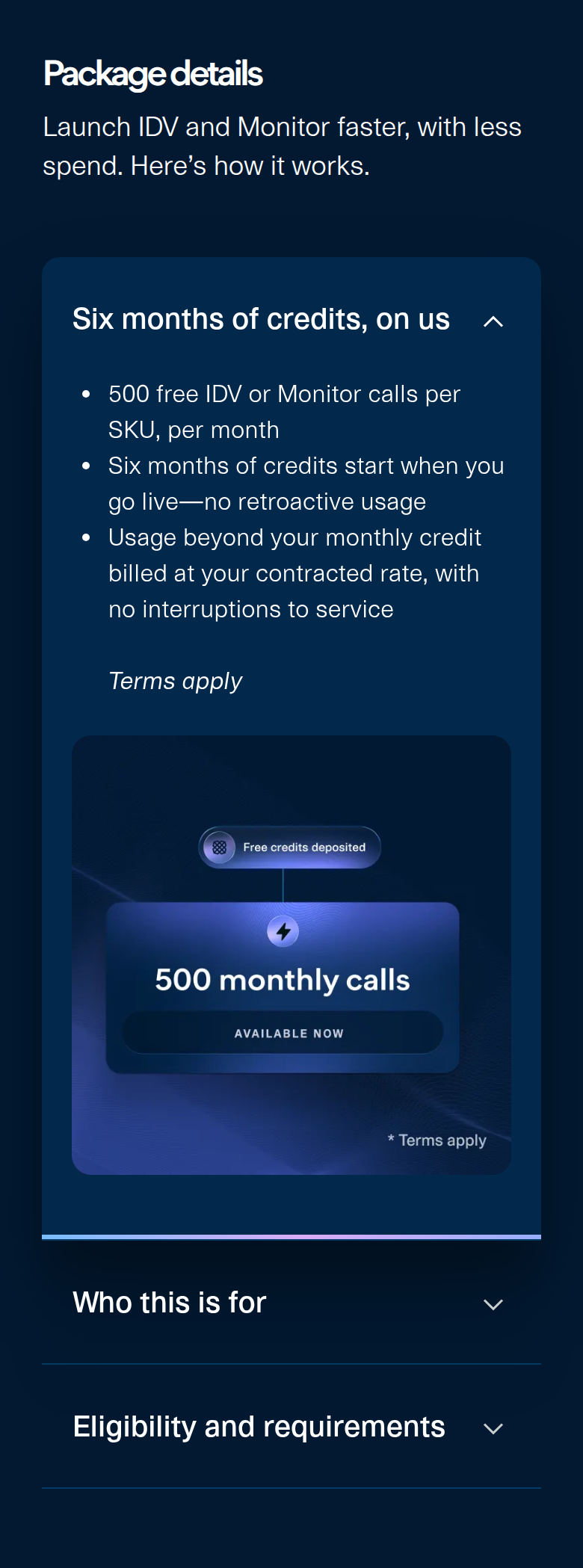 Package Details section from Plaid, on a phone