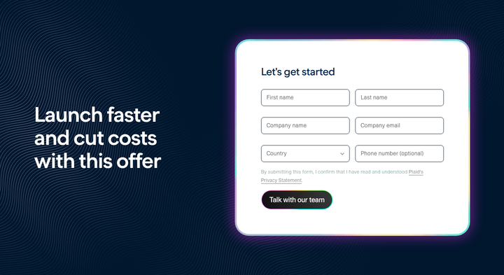 Launch Faster With This Offer section from Plaid