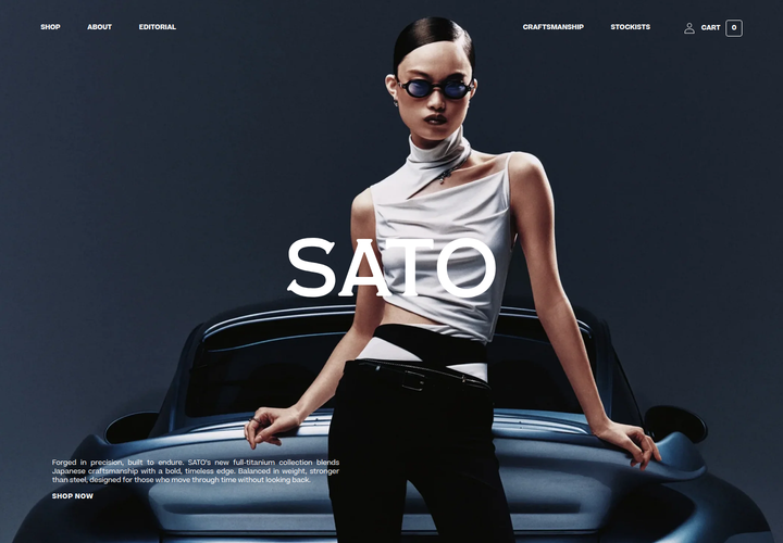 Hero section from SATO Eyewear