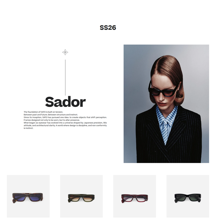 SS26 Collection section from SATO Eyewear