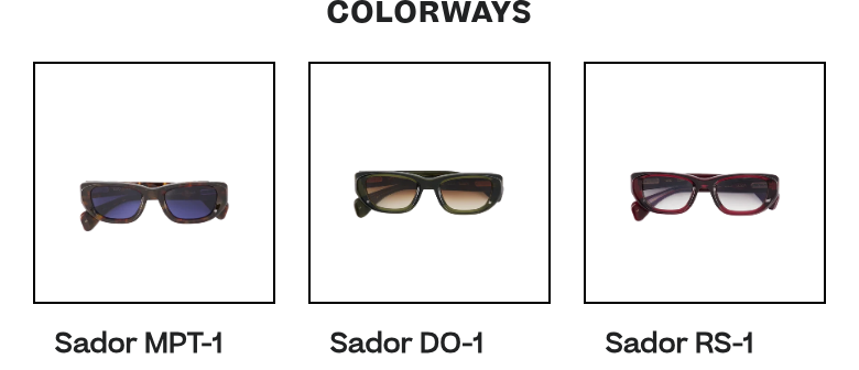 Colorways section from SATO Eyewear, on a phone