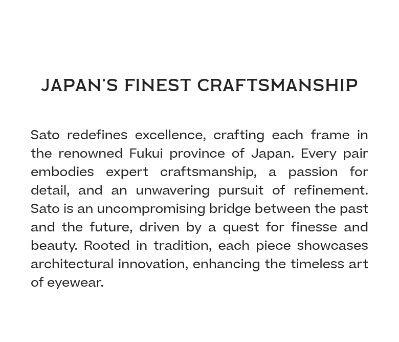 Japan's Finest Craftsmanship section from SATO Eyewear, on a phone