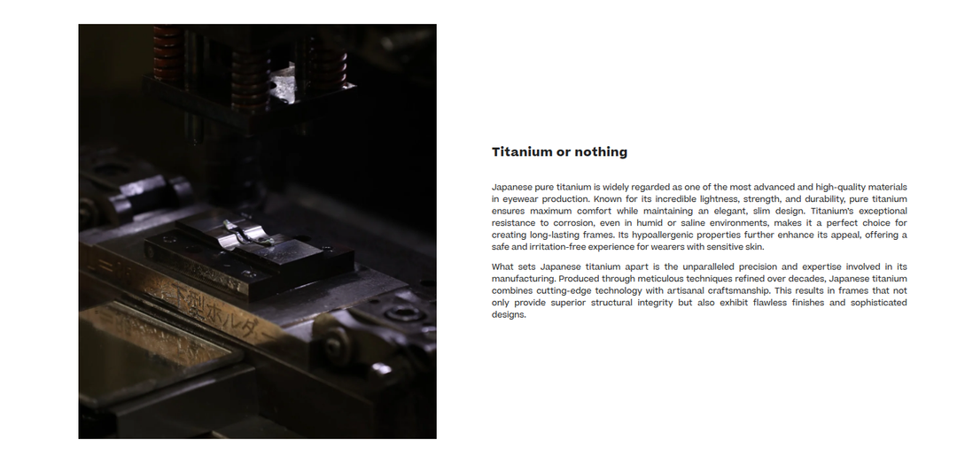 Titanium or Nothing section from SATO Eyewear