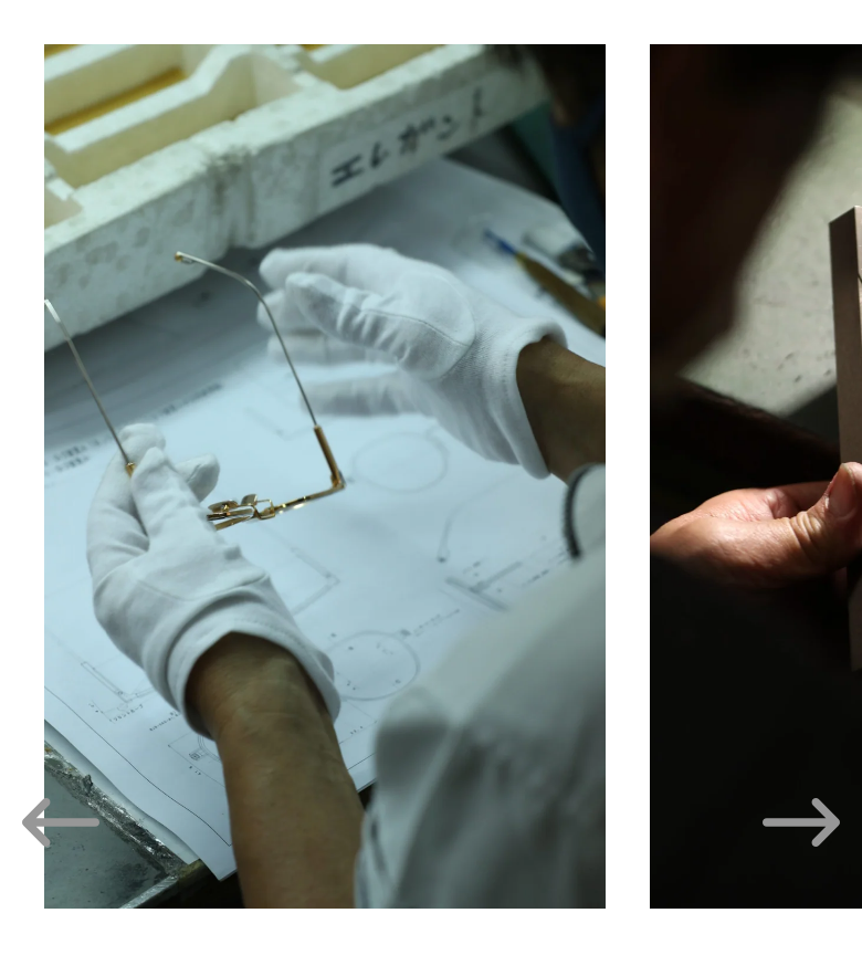Making Of section from SATO Eyewear, on a phone