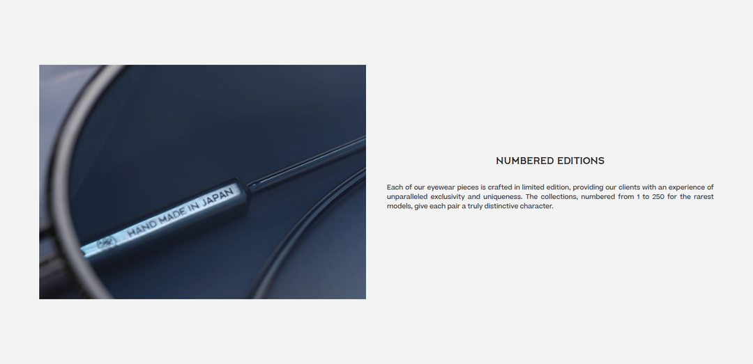 Numbered Editions section from SATO Eyewear