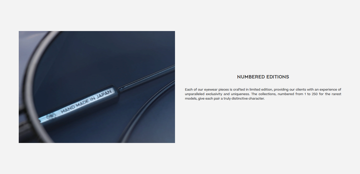 Numbered Editions section from SATO Eyewear