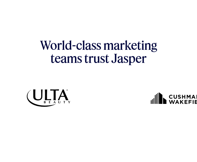 Trusted by Marketing Teams section from Jasper, on a phone