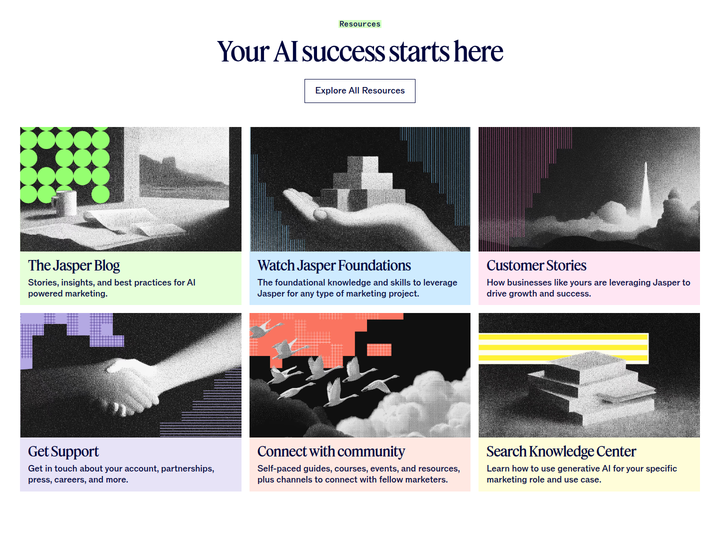 Your AI Success Starts Here section from Jasper