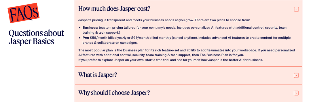 Questions About Jasper Basics section from Jasper