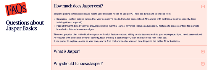 Questions About Jasper Basics section from Jasper