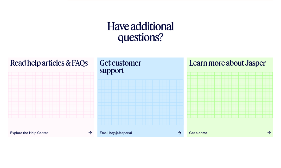 Have Additional Questions? section from Jasper