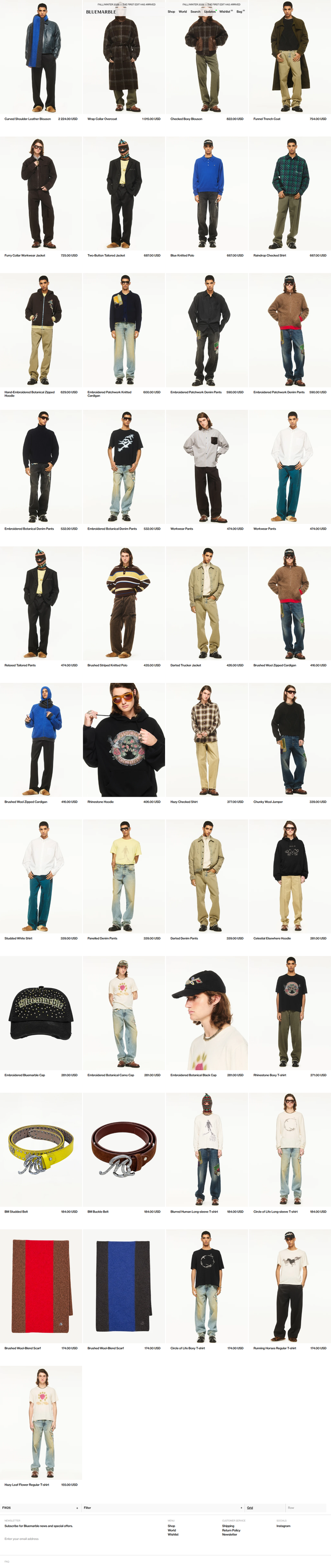 FW26 Collection page from Bluemarble