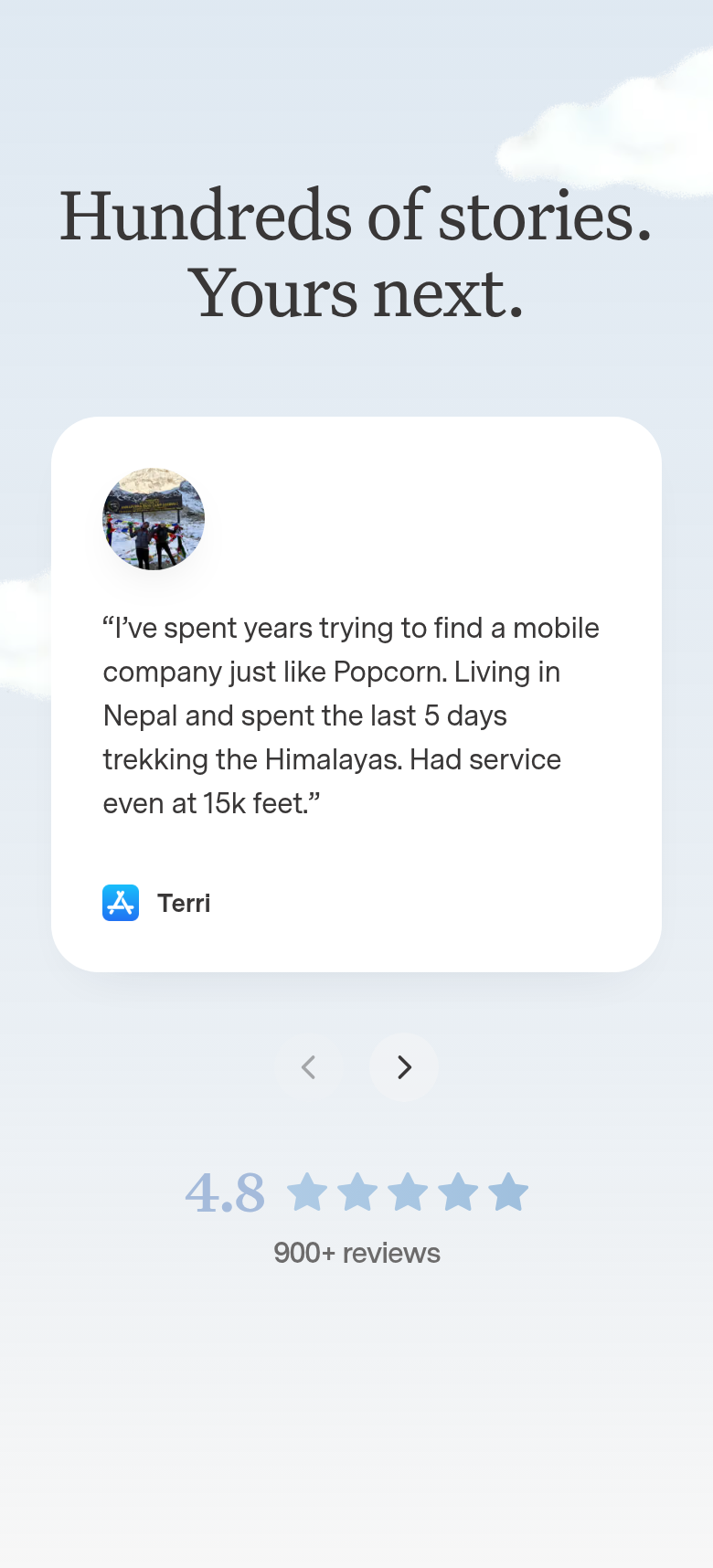 Reviews section from Popcorn, on a phone