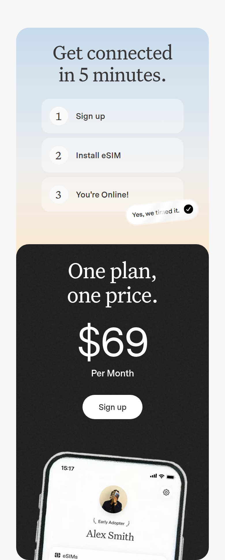 Get Connected section from Popcorn, on a phone