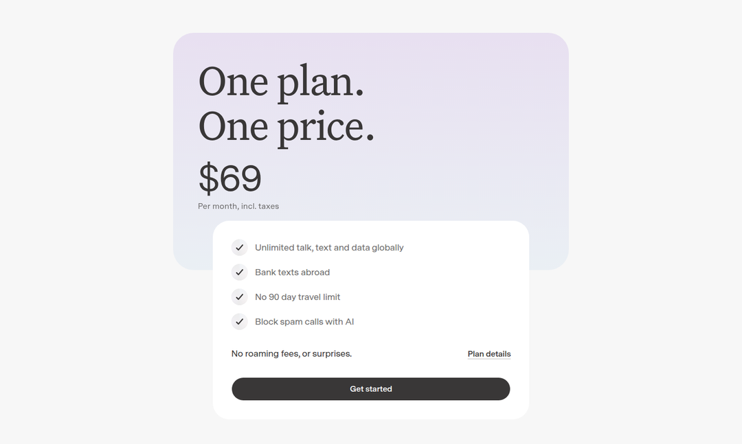 One Plan, One Price section from Popcorn