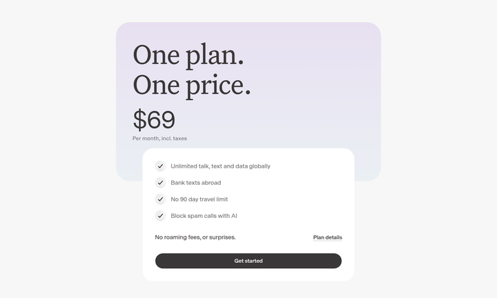 One Plan, One Price section from Popcorn