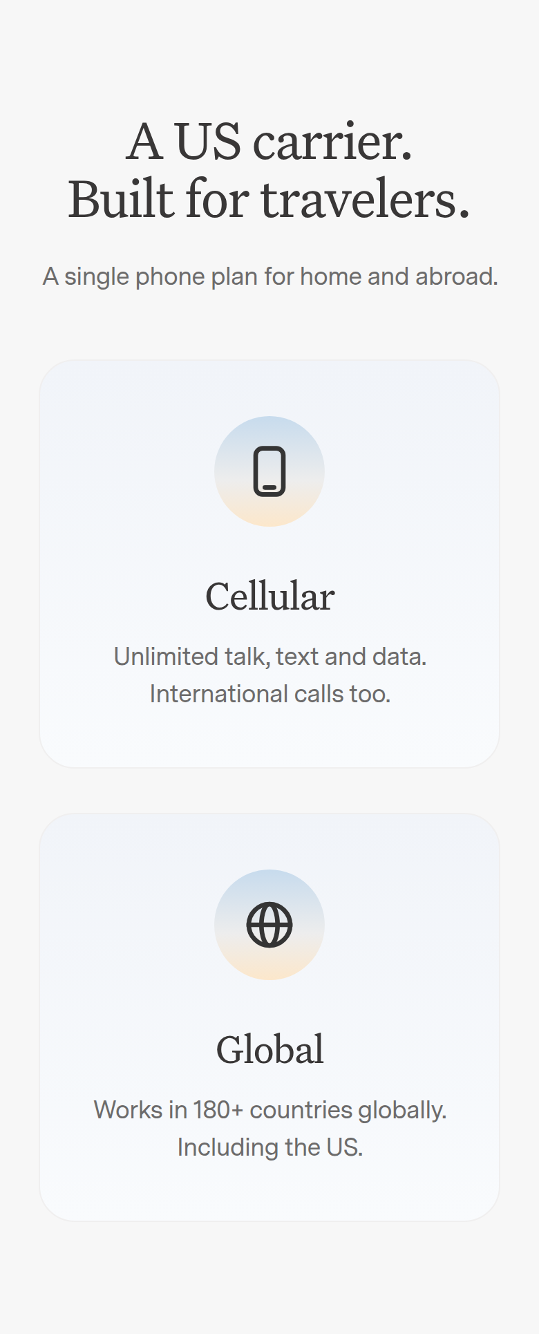 Built for Travelers section from Popcorn, on a phone