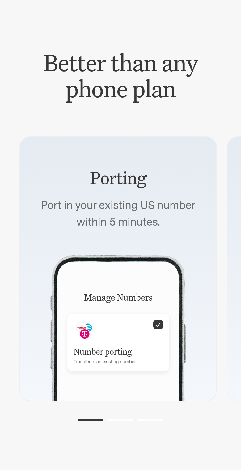 Better Than Any Phone Plan section from Popcorn, on a phone