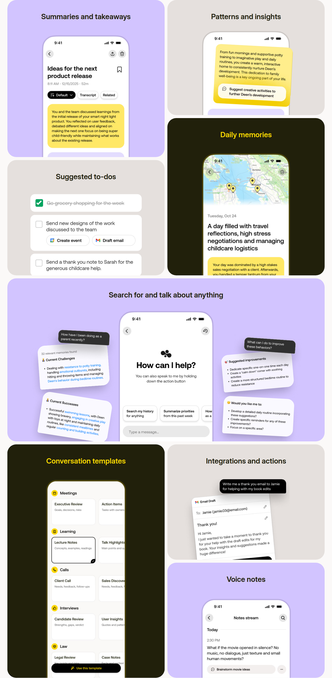 App Features section from Bee