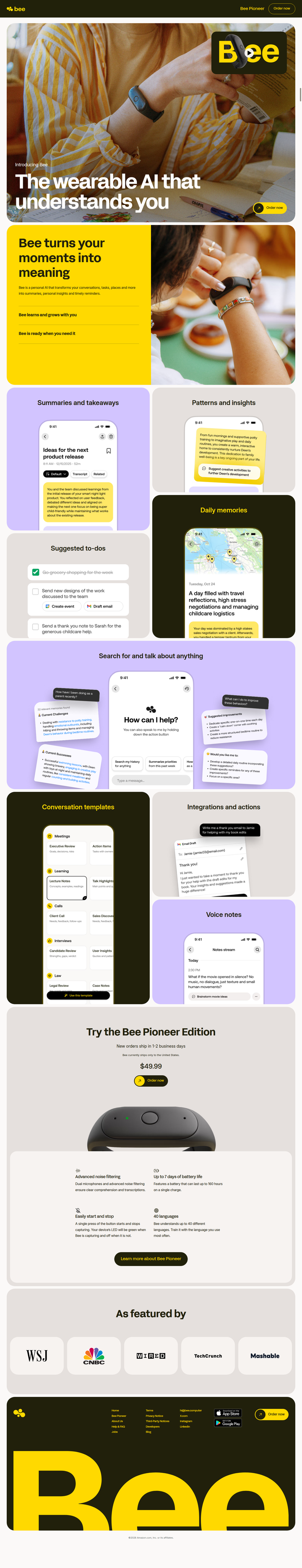 Home page from Bee