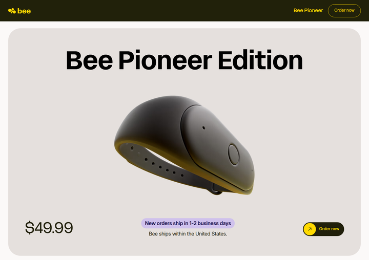Product Hero section from Bee