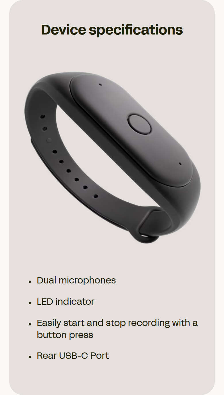 Device Specifications section from Bee, on a phone