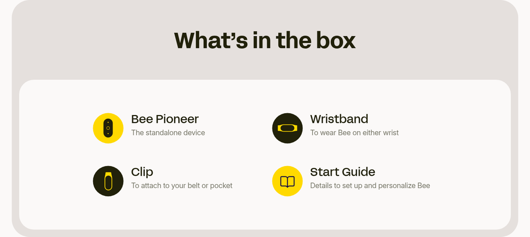 What's in the Box section from Bee