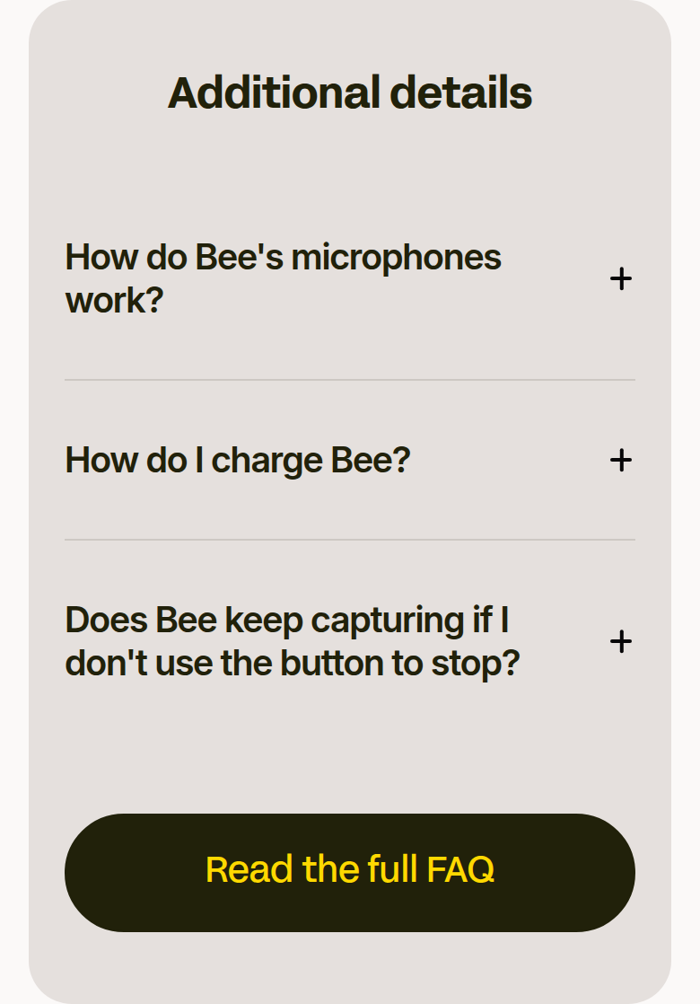 Additional Details section from Bee, on a phone