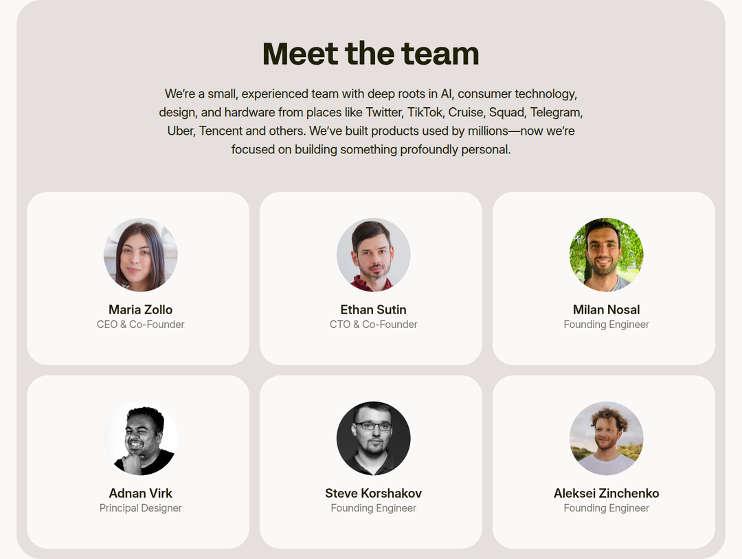 Meet the Team section from Bee