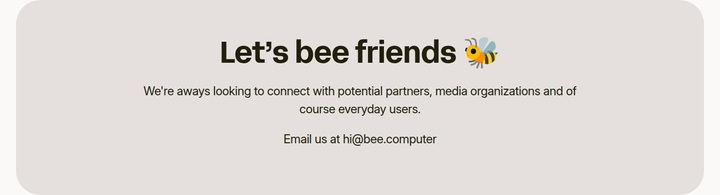 Let's Bee Friends section from Bee