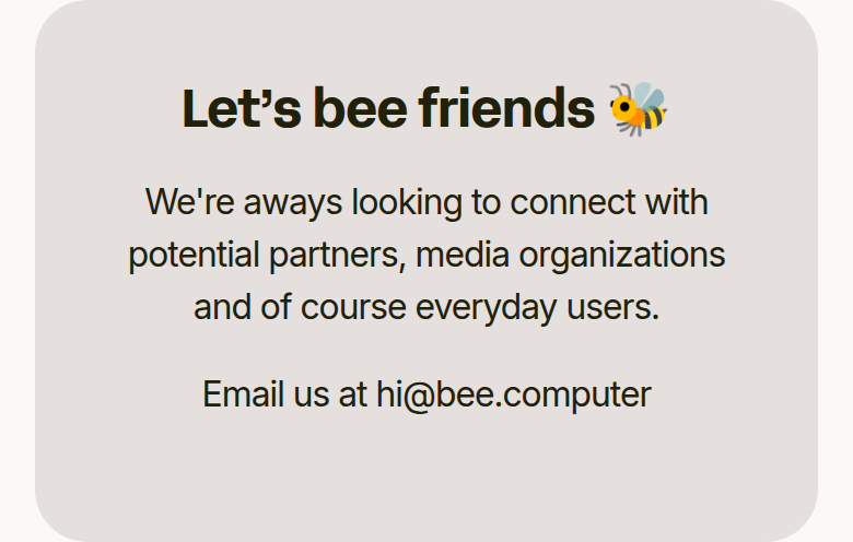 Let's Bee Friends section from Bee, on a phone