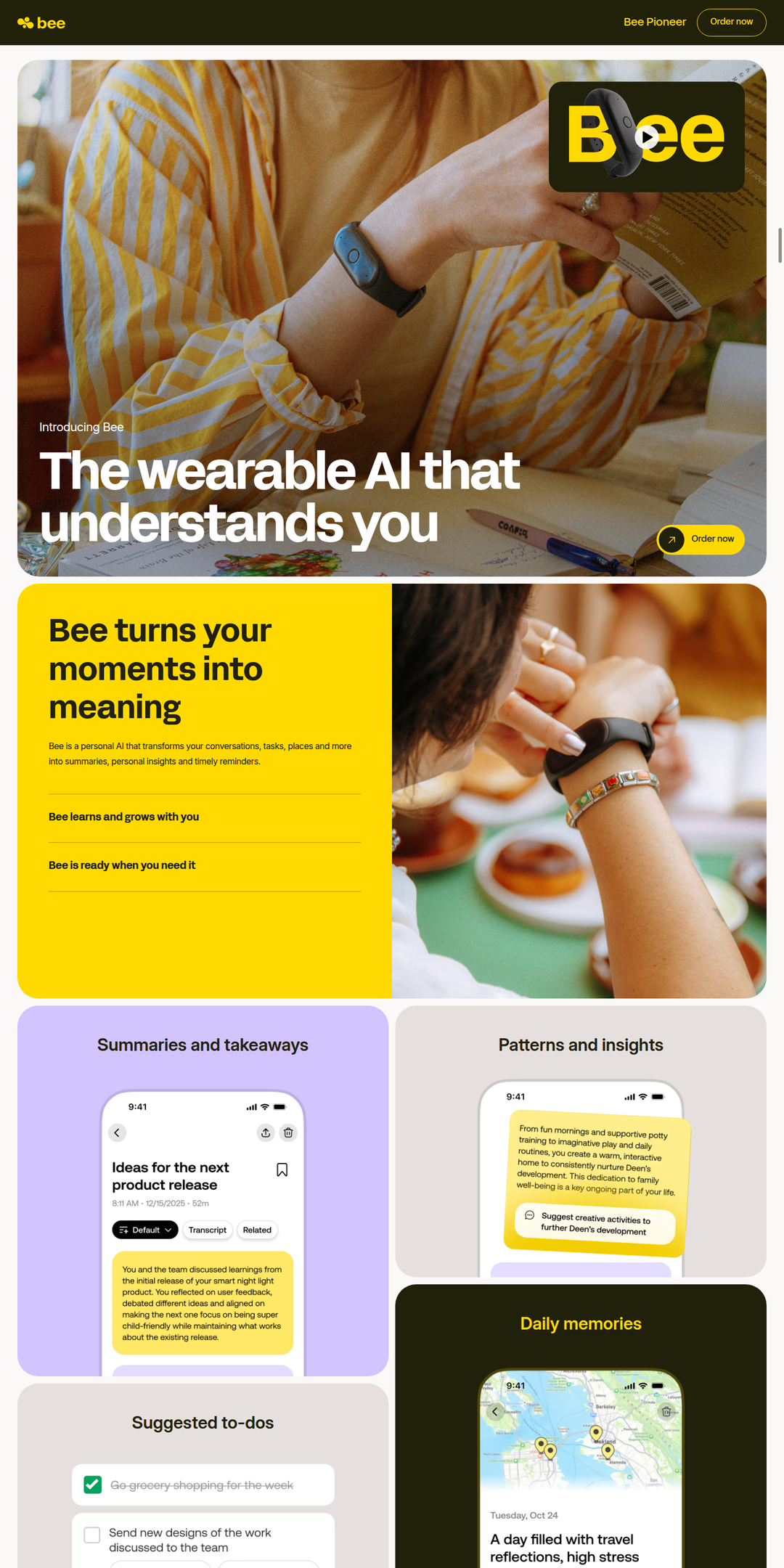 Home page of the Bee website